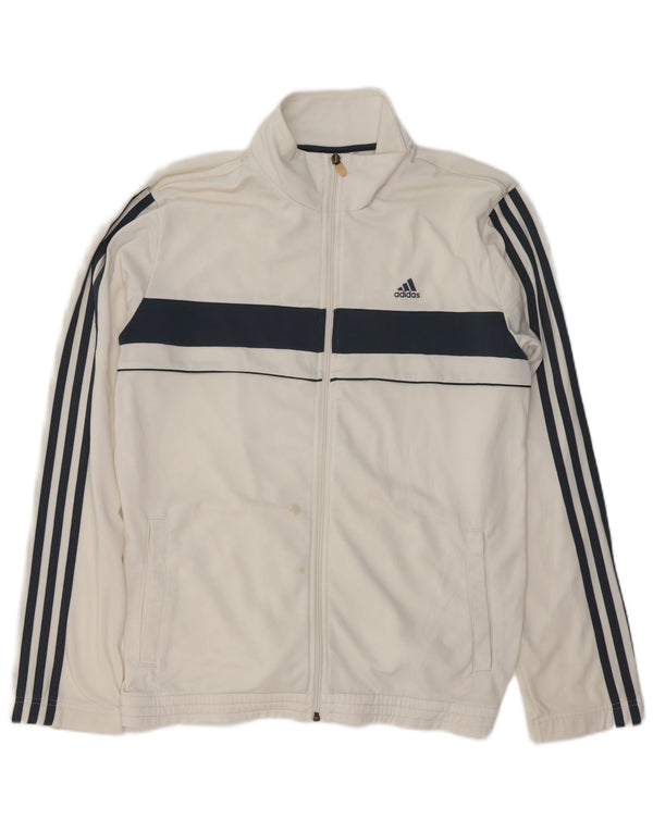 ADIDAS Mens Tracksuit Top Jacket Medium White Colourblock Polyester