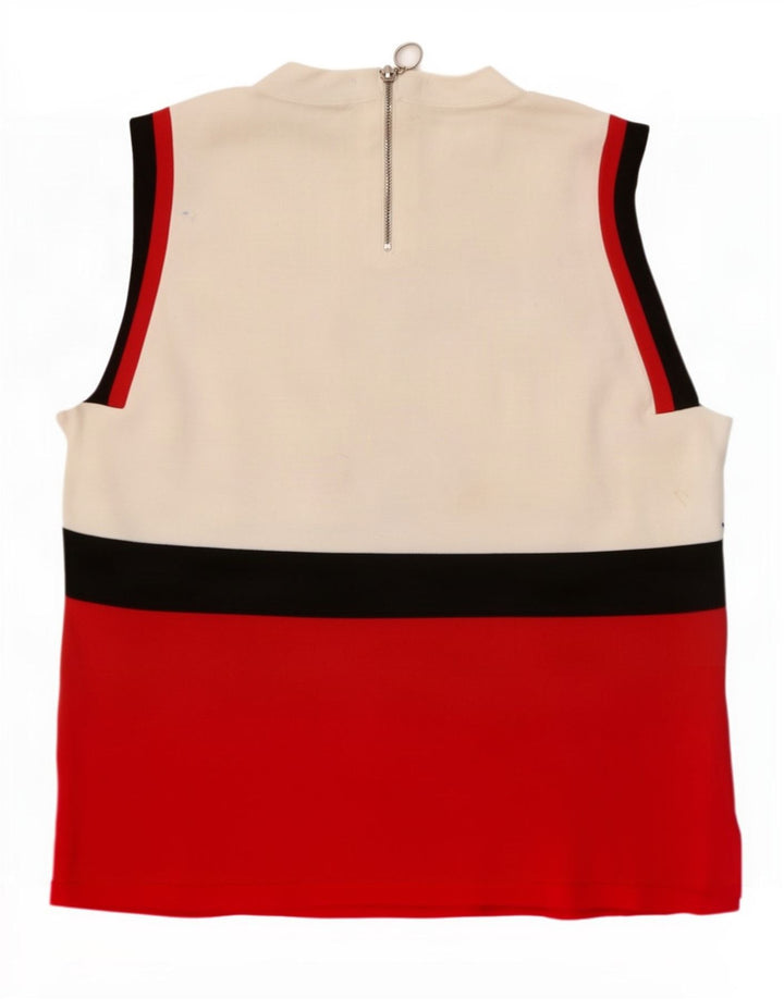 Marks & Spencer Womens Vest Top UK 12 Medium White Colourblock Polyamide