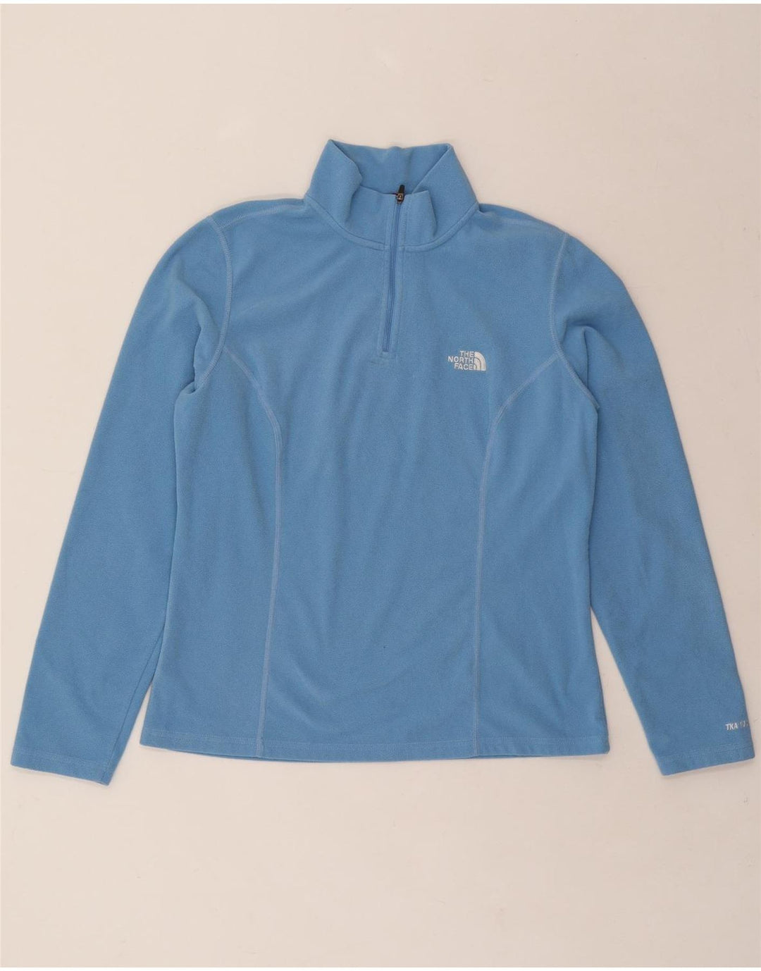 THE NORTH FACE Womens Zip Neck Fleece Jumper UK 14 Large Blue Polyester Vintage The North Face and Second-Hand The North Face from Messina Hembry 