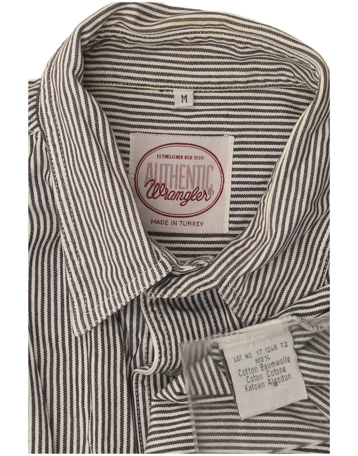 Wrangler Mens Shirt Medium Grey Pinstripe Cotton