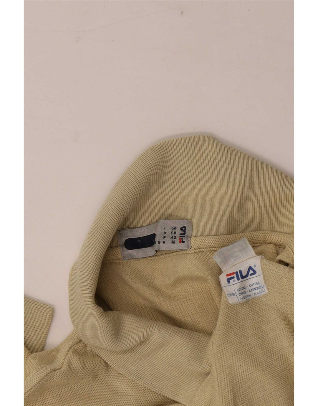 Fila Mens Polo Shirt IT 50 Medium Beige Cotton