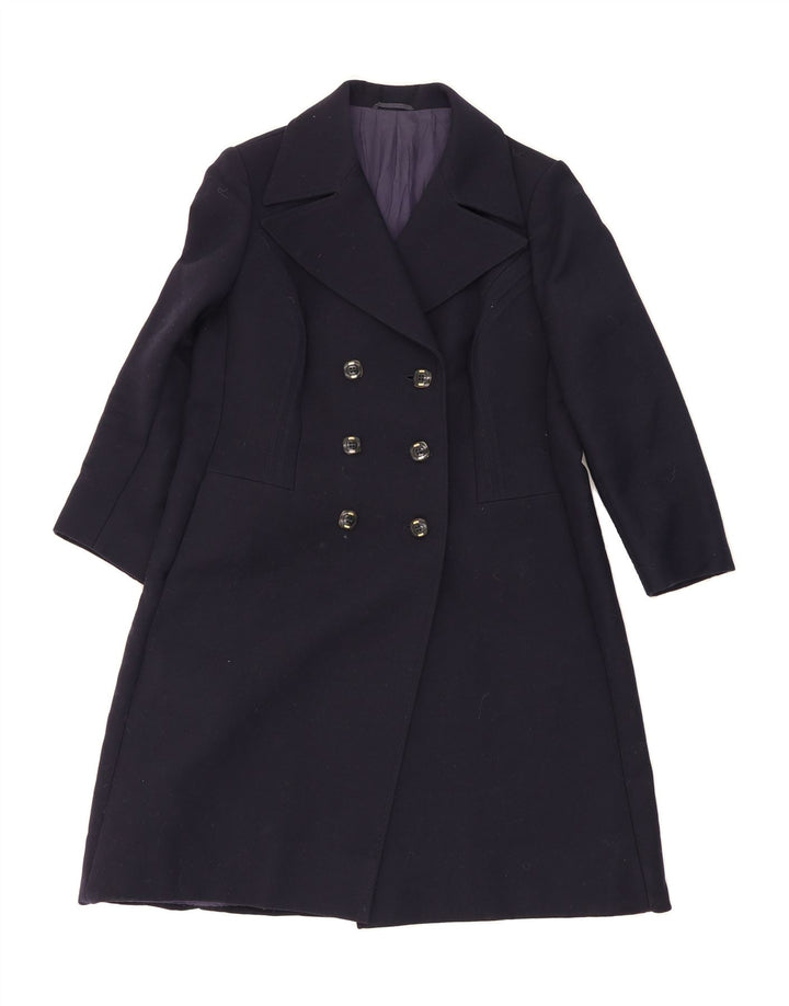 VINTAGE Womens Double Breasted Coat UK 14 Medium Navy Blue Vintage Vintage and Second-Hand Vintage from Messina Hembry 