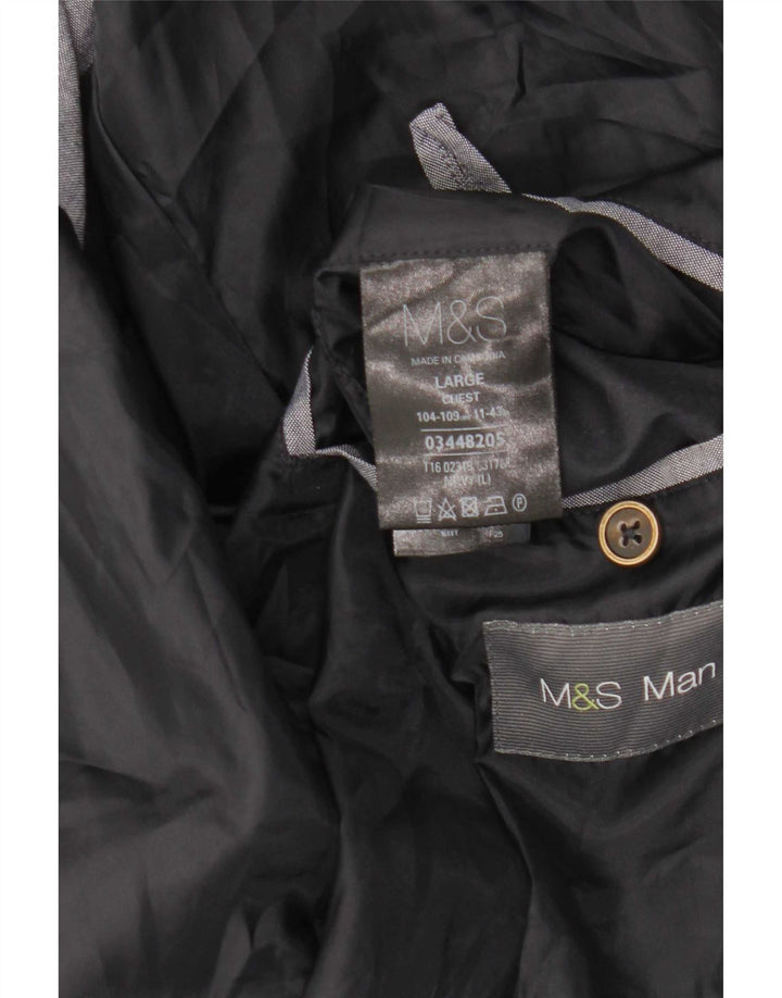 Marks & Spencer Mens Bomber Jacket UK 40 Large Navy Blue Polyester
