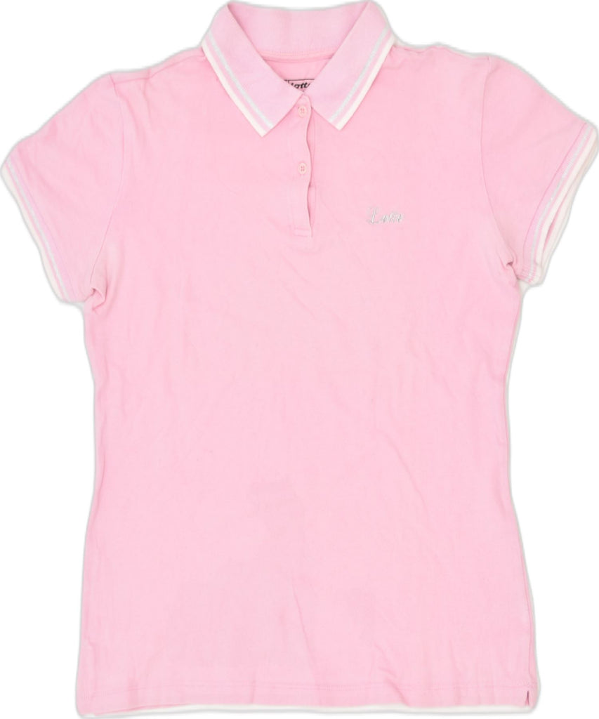 LOTTO Womens Polo Shirt UK 12 Medium Pink Cotton | Vintage | Thrift | Second-Hand | Used Clothing | Messina Hembry 