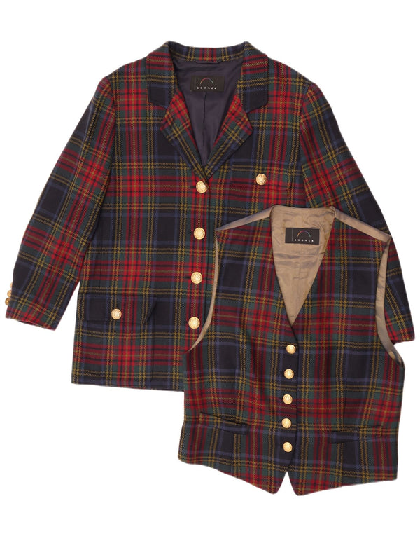 Bogner Womens 4 Button 2 Piece Set UK 16 Large Multicoloured Plaid