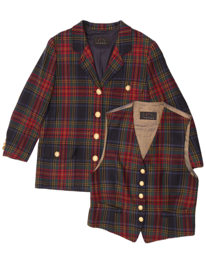 Bogner Womens 4 Button 2 Piece Set UK 16 Large Multicoloured Plaid