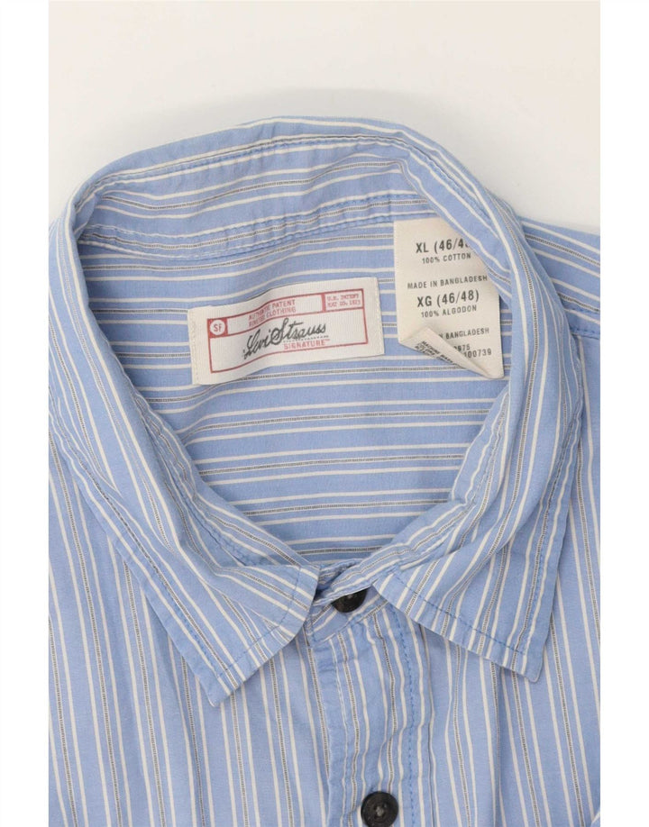 Levi's Mens Shirt XL Blue Striped Cotton