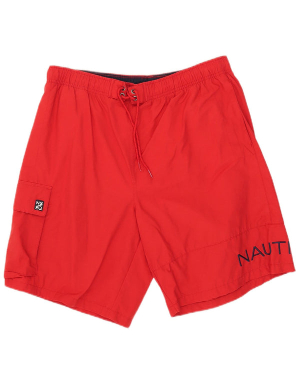 Nautica Mens Graphic Swimming Shorts Large Red Cotton
