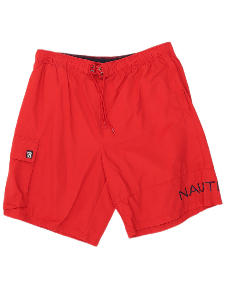Nautica Mens Graphic Swimming Shorts Large Red Cotton
