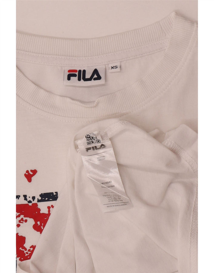 Fila Mens Graphic T-Shirt Top XS White Cotton