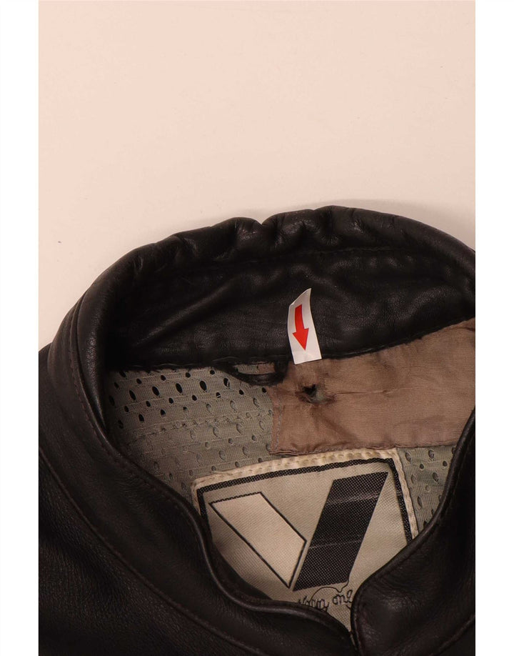 Vanucci Mens Graphic Leather Racer Jacket IT 58 3XL Black
