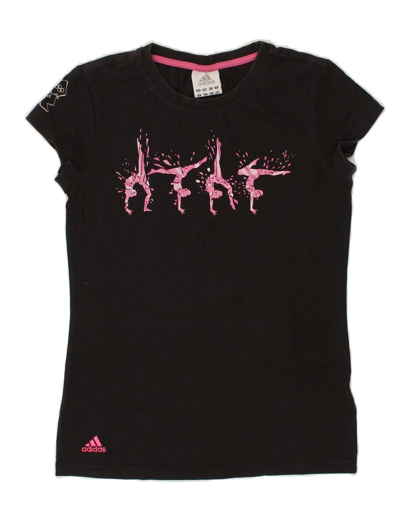 ADIDAS Womens Graphic T-Shirt Top UK 14 Medium Black Cotton Vintage Adidas and Second-Hand Adidas from Messina Hembry 