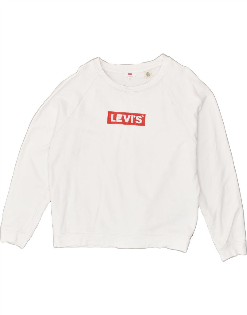 LEVI'S Womens Loose Fit Graphic Sweatshirt Jumper UK 14 Medium White | Vintage Levi's | Thrift | Second-Hand Levi's | Used Clothing | Messina Hembry 