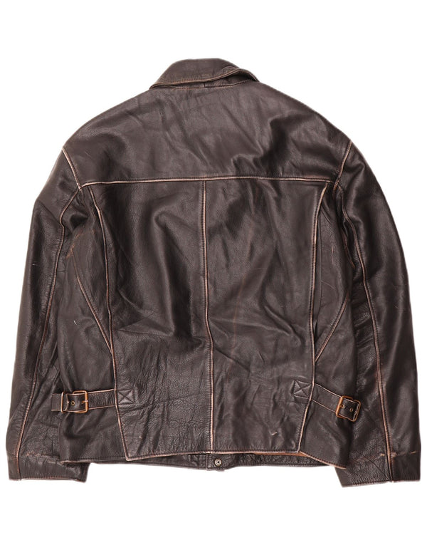 Vintage Mens Leather Jacket IT 50 Large Black