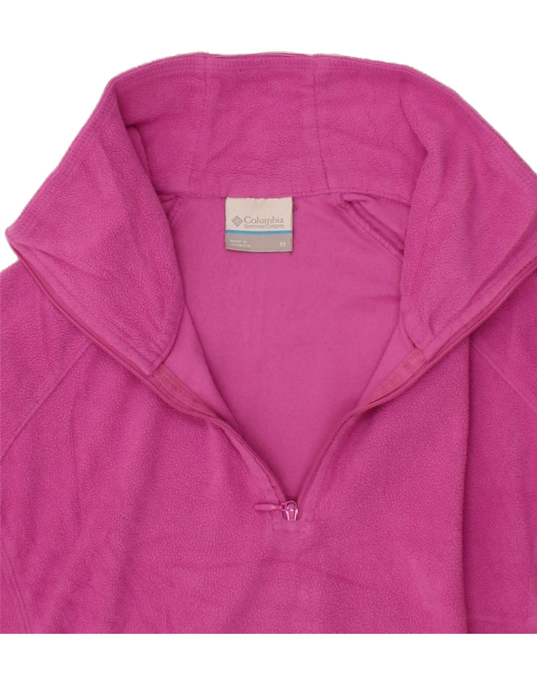 COLUMBIA Womens Zip Neck Fleece Jumper UK 14 Medium Pink Polyester Vintage Columbia and Second-Hand Columbia from Messina Hembry 