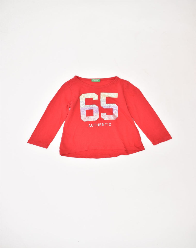 BENETTON Baby Girls Graphic Top Long Sleeve 12-18 Months Red Cotton | Vintage | Thrift | Second-Hand | Used Clothing | Messina Hembry 