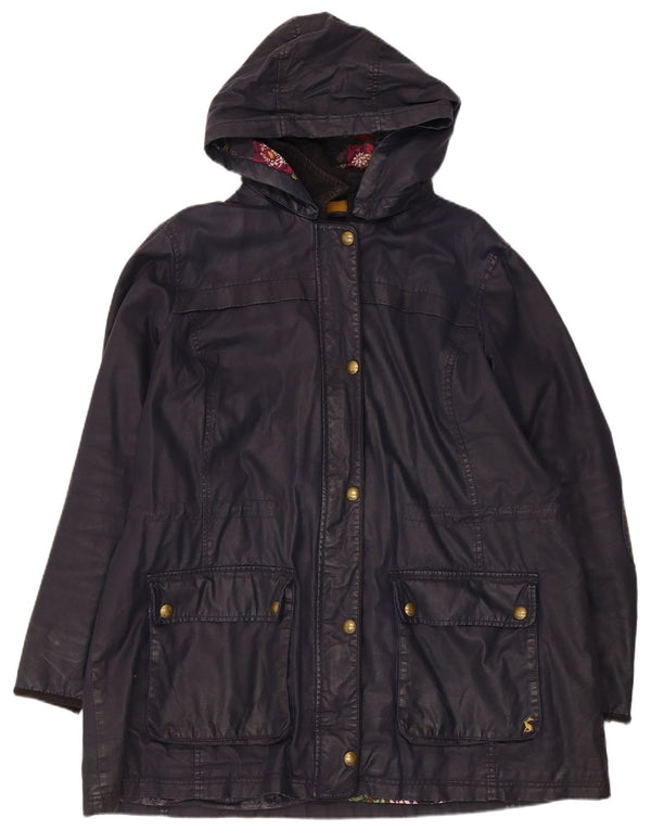 Joules Womens Hooded Waxed Cotton Jacket UK 20 2XL Navy Blue
