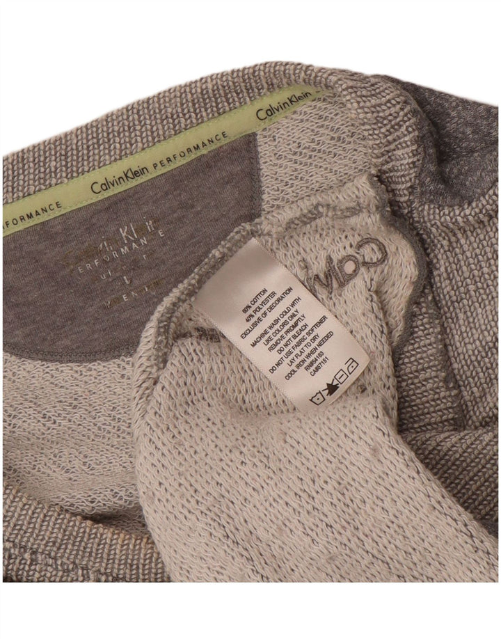 CALVIN KLEIN Womens Performance Top Long Sleeve UK 18 XL Grey Colourblock