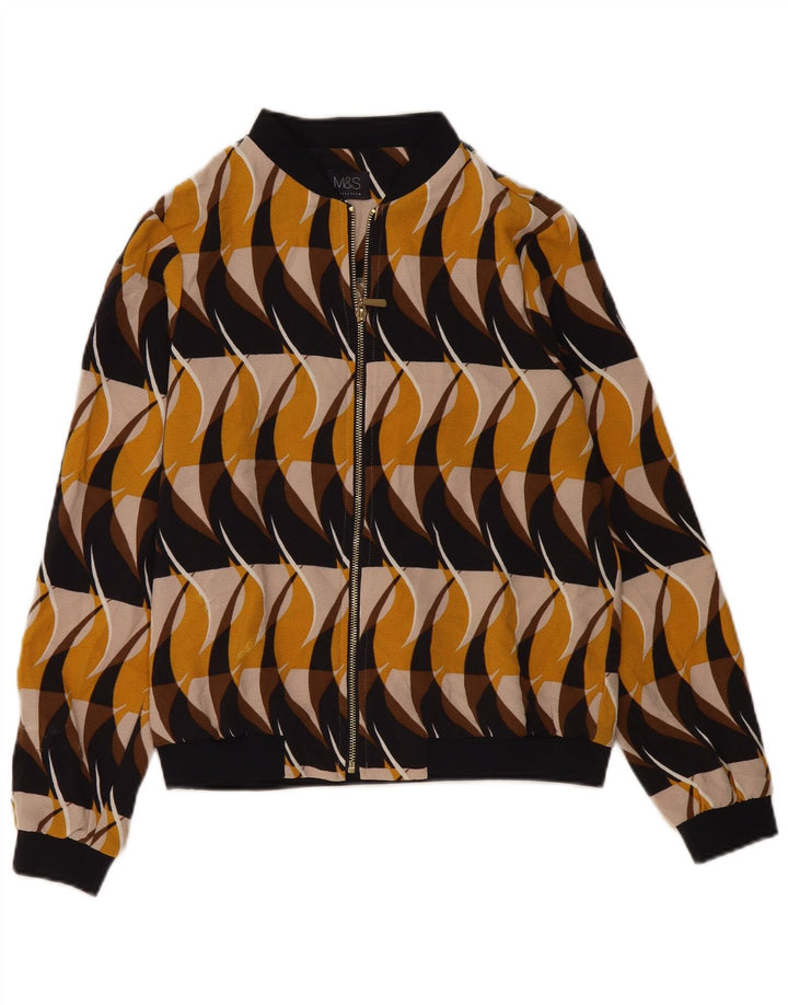 MARKS & SPENCER Womens Bomber Jacket UK 14 Medium Multicoloured Geometric