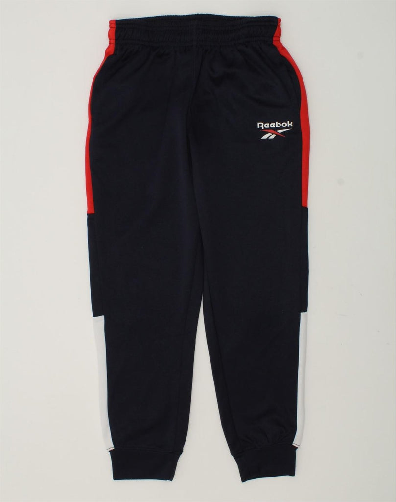 REEBOK Boys Tracksuit Trousers Joggers 9-10 Years Blue Colourblock | Vintage Reebok | Thrift | Second-Hand Reebok | Used Clothing | Messina Hembry 