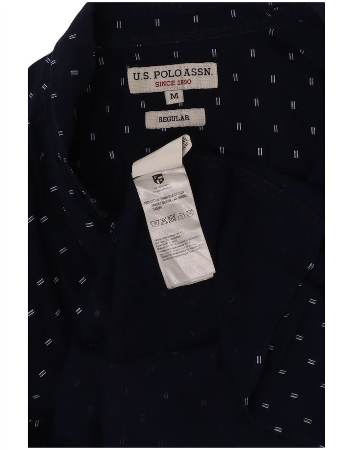 U.S. Polo Assn. Mens Regular Fit Shirt Medium Navy Blue Spotted Cotton