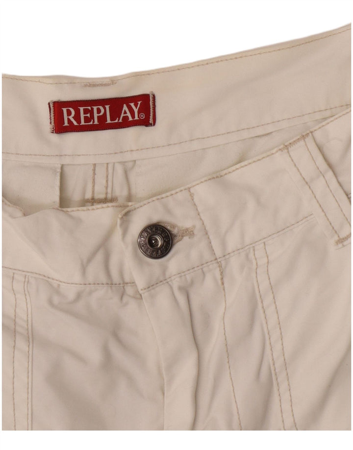 Replay Mens Cargo Shorts W28 Small  White