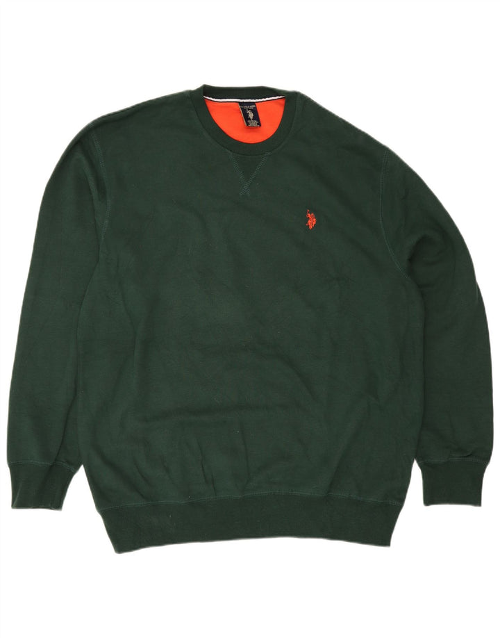 U.S. Polo Assn. Mens Sweatshirt Jumper Large Green Cotton