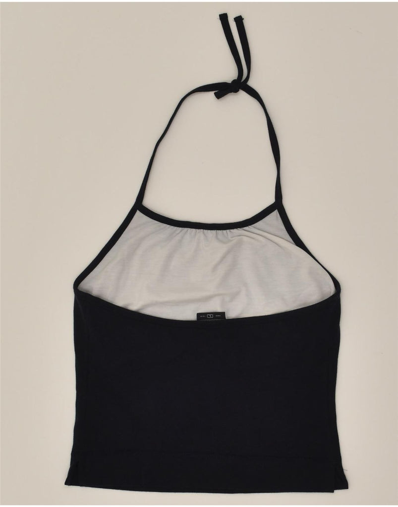 CHAMPION Womens Crop Halter Top UK 14 Large Navy Blue | Vintage Champion | Thrift | Second-Hand Champion | Used Clothing | Messina Hembry 