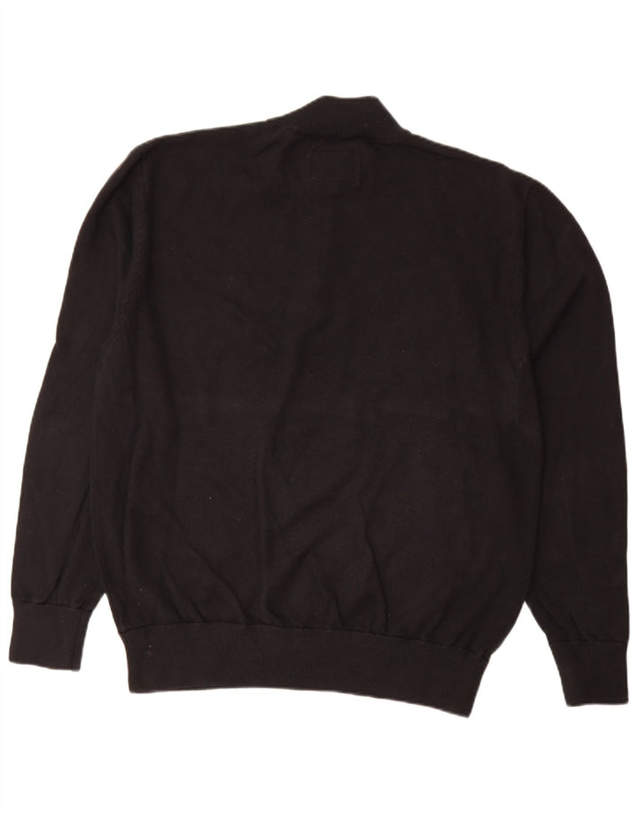 Jack Wills Mens Zip Neck Jumper Sweater XL Black Cotton