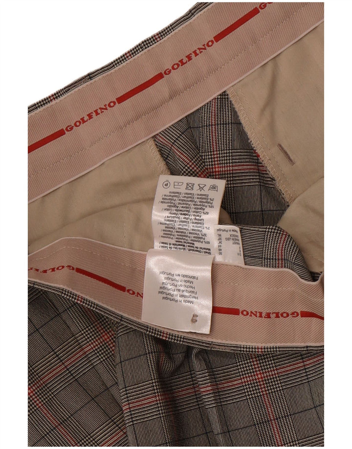Golfino Mens Straight Suit Trousers W34 L31 Grey Check Polyester