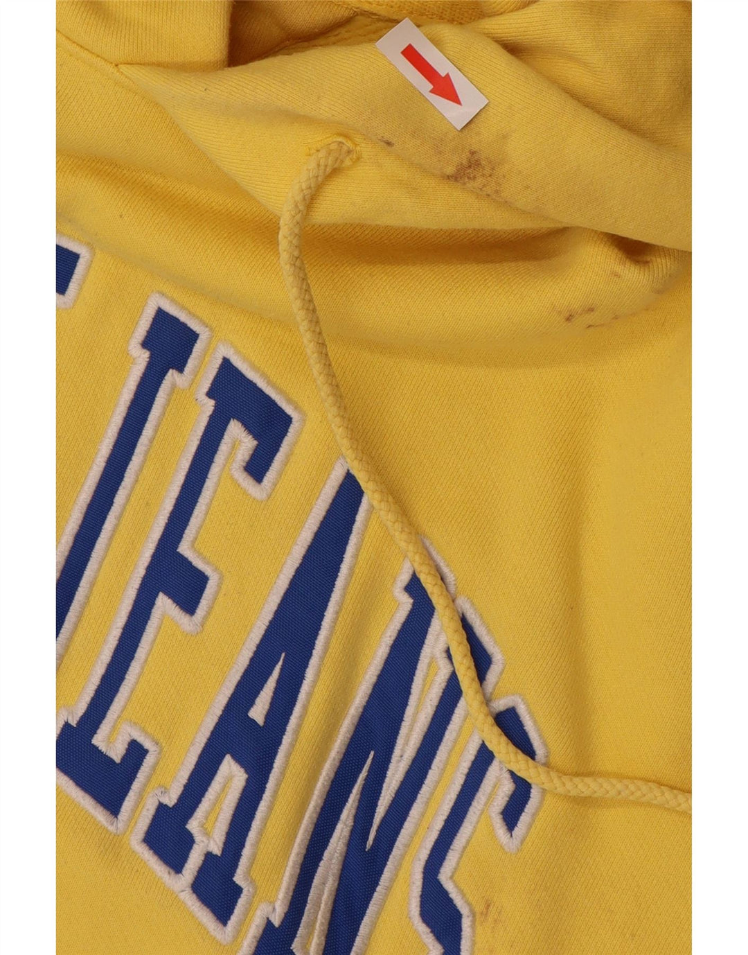 TOMMY HILFIGER Mens Graphic Hoodie Jumper Large Yellow Cotton