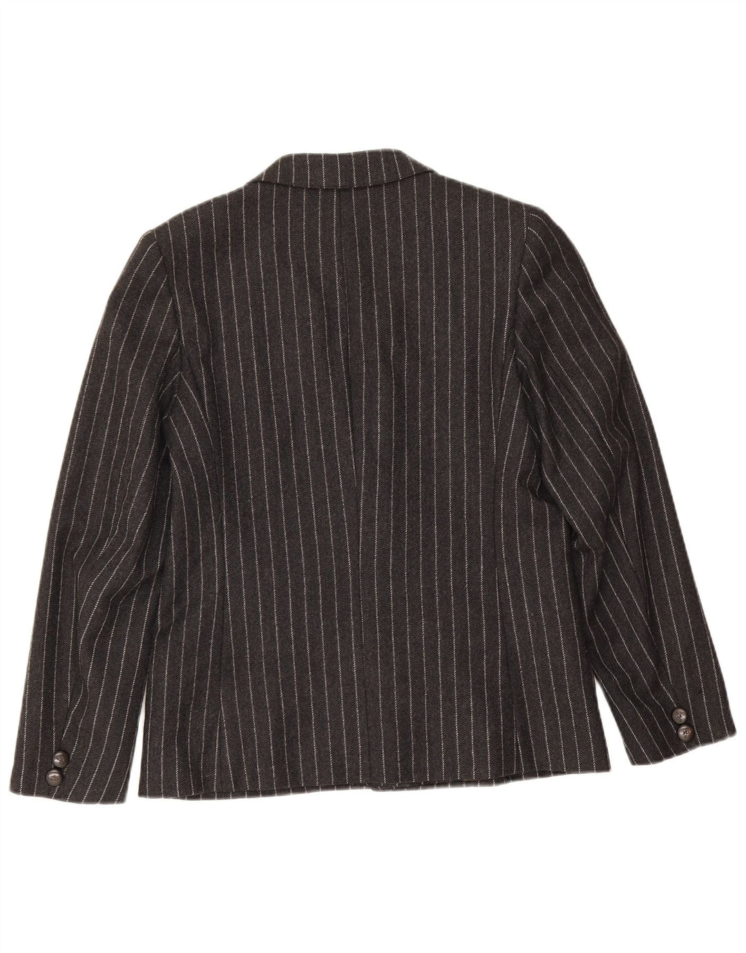 Vintage Womens 2 Button Blazer Jacket IT 42 Medium Black Pinstripe Wool