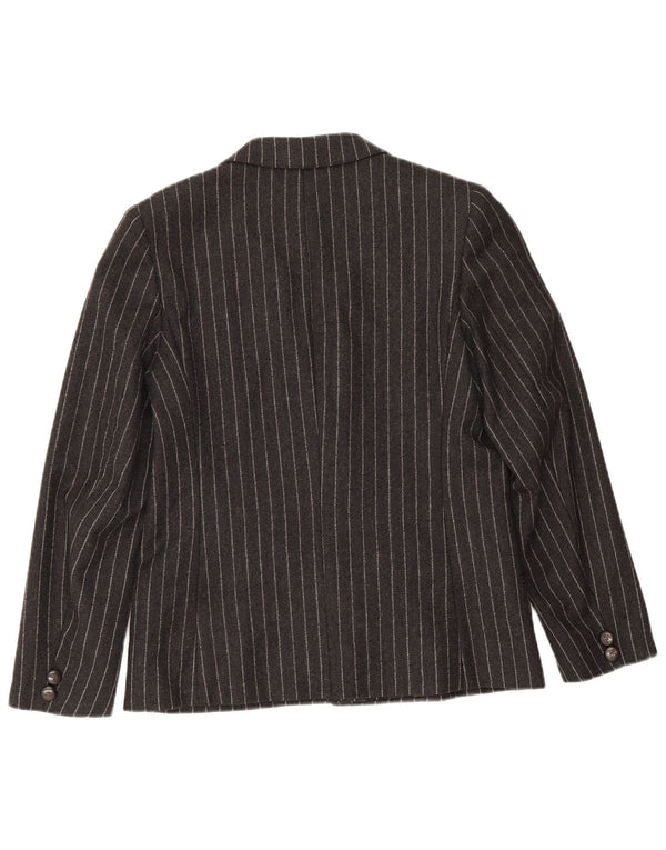 Vintage Womens 2 Button Blazer Jacket IT 42 Medium Black Pinstripe Wool