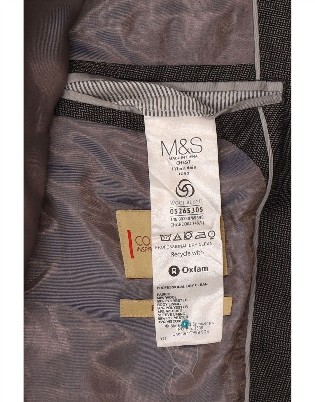 Marks & Spencer Mens 2 Button Blazer Jacket UK 46 XL Grey Wool