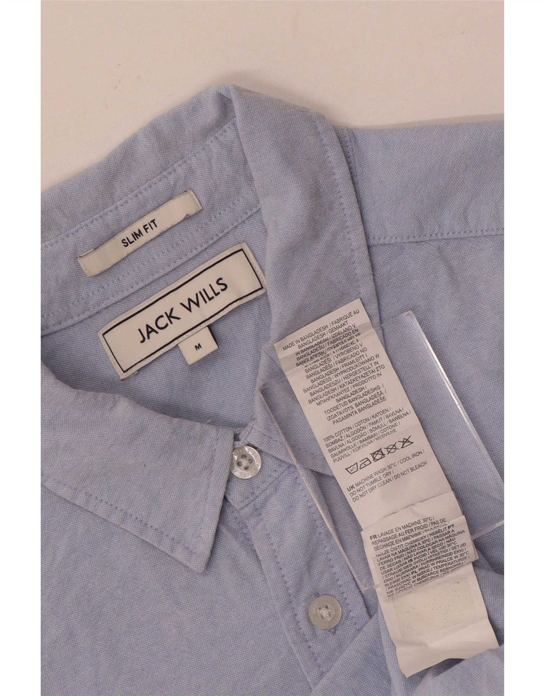Jack Wills Mens Short Sleeve Slim Fit Shirt Medium Blue Cotton