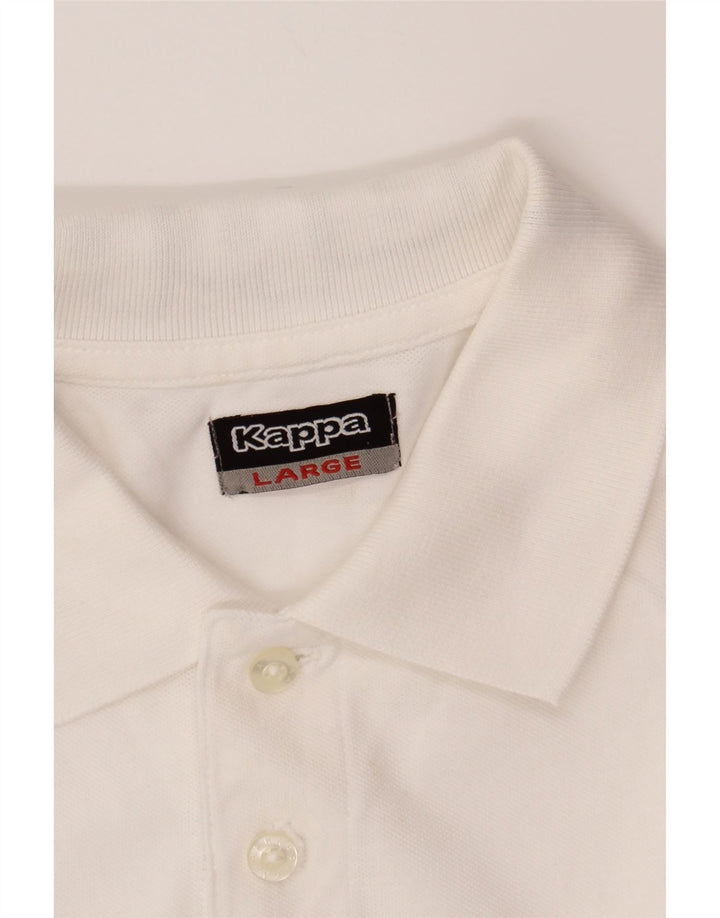 KAPPA Mens Polo Shirt Large White Cotton Vintage Kappa and Second-Hand Kappa from Messina Hembry 