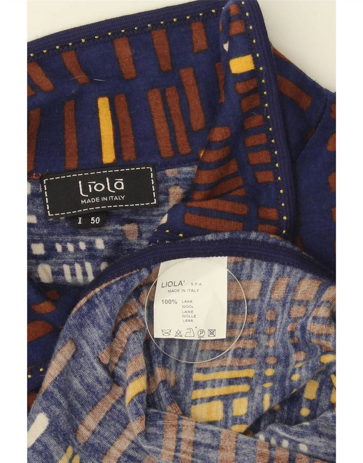 Liola Womens 2 Piece Set IT 50 XL Navy Blue Geometric Wool