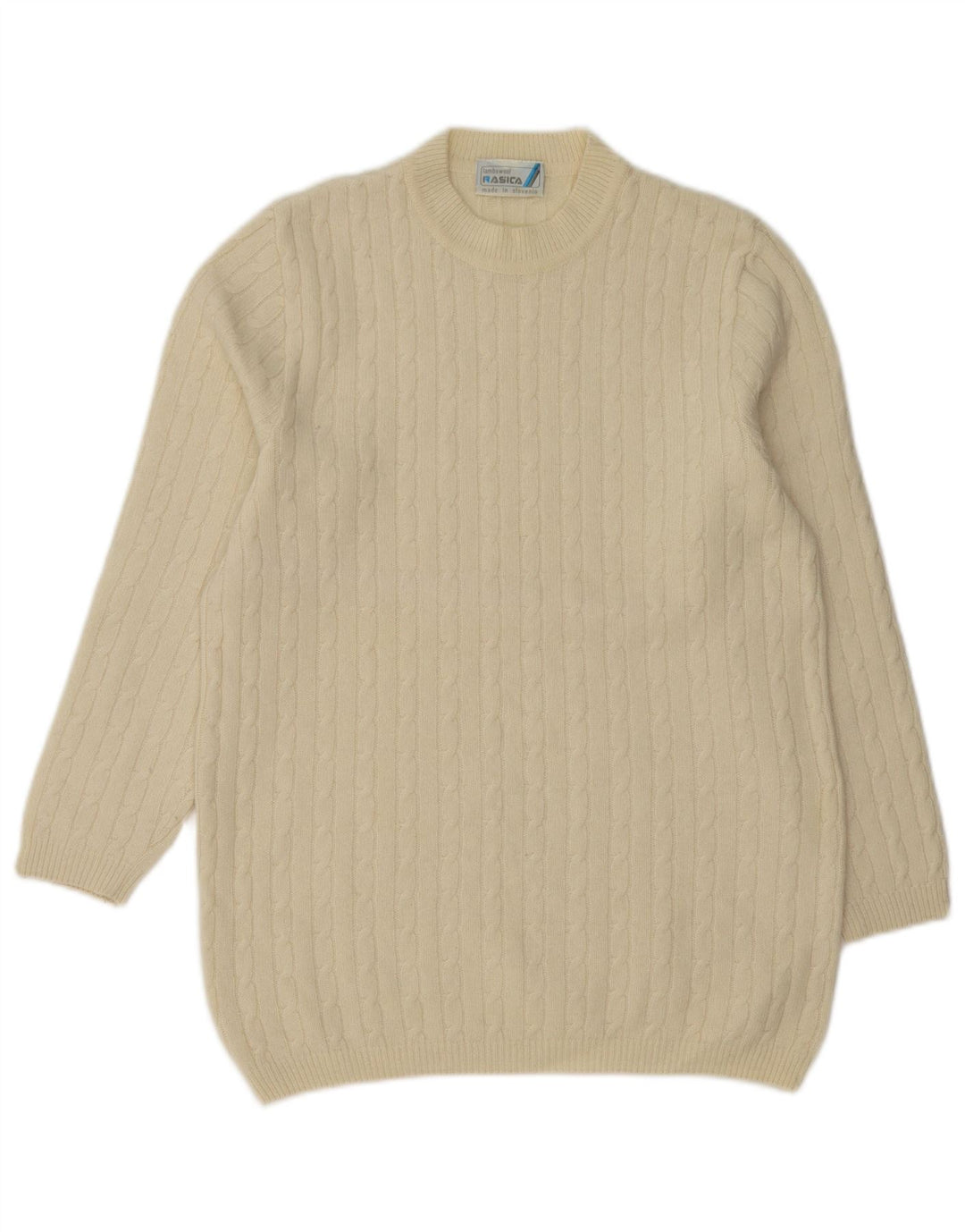 Rasica Womens Crew Neck Jumper Sweater EU 38 Medium Off White Lambswool