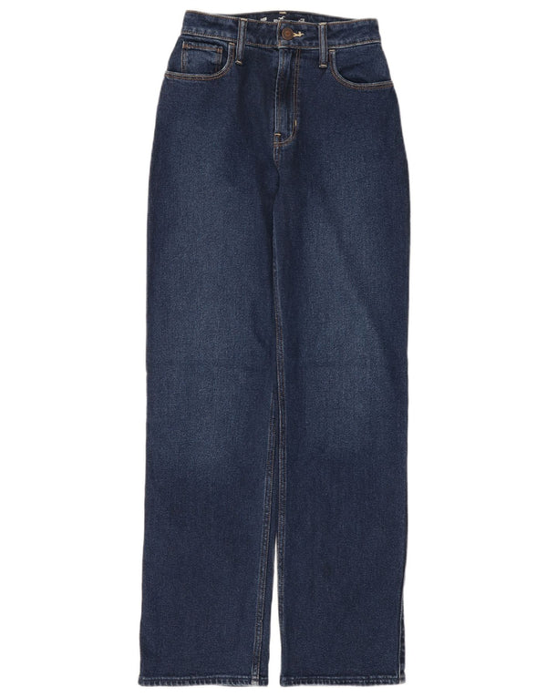 Hollister Womens Dad High Rise Tapered Jeans W23 L32 Navy Blue Cotton