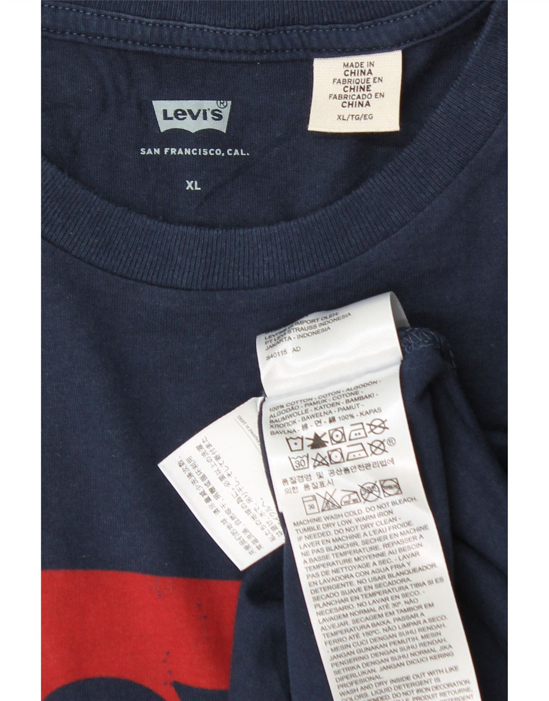 Levi's Mens Graphic T-Shirt Top XL Navy Blue Cotton
