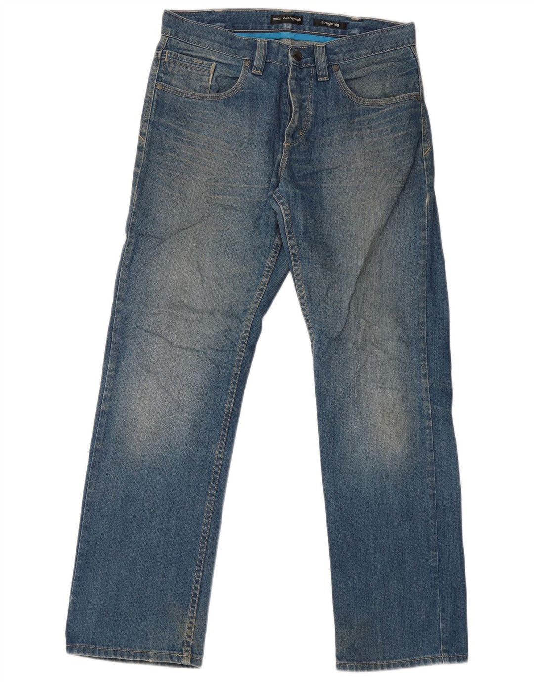 Marks & Spencer Mens Autograph Straight Jeans W32 L31 Blue Cotton