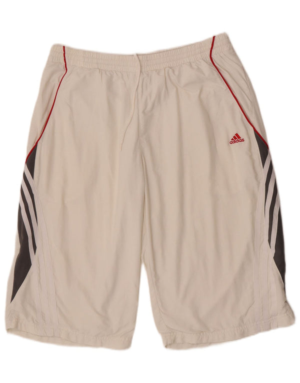 Adidas Mens Climalite Sport Shorts Large  White Colourblock Polyester
