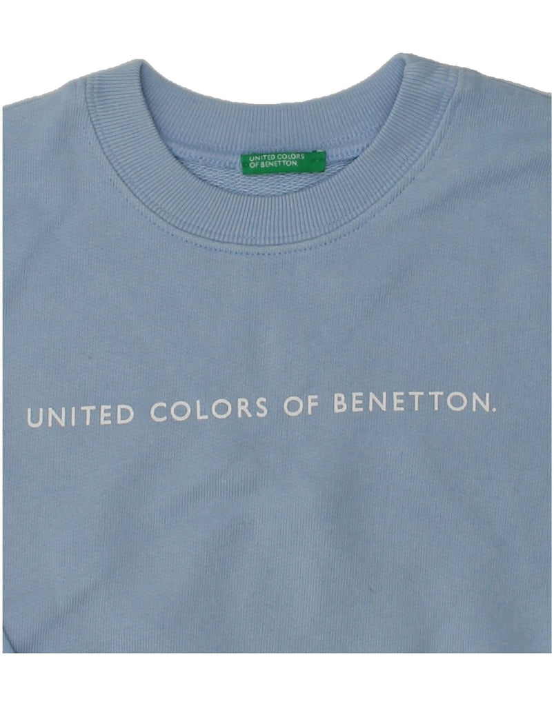 BENETTON Boys Graphic Sweatshirt Jumper 4-5 Years XS  Blue Cotton | Vintage Benetton | Thrift | Second-Hand Benetton | Used Clothing | Messina Hembry 