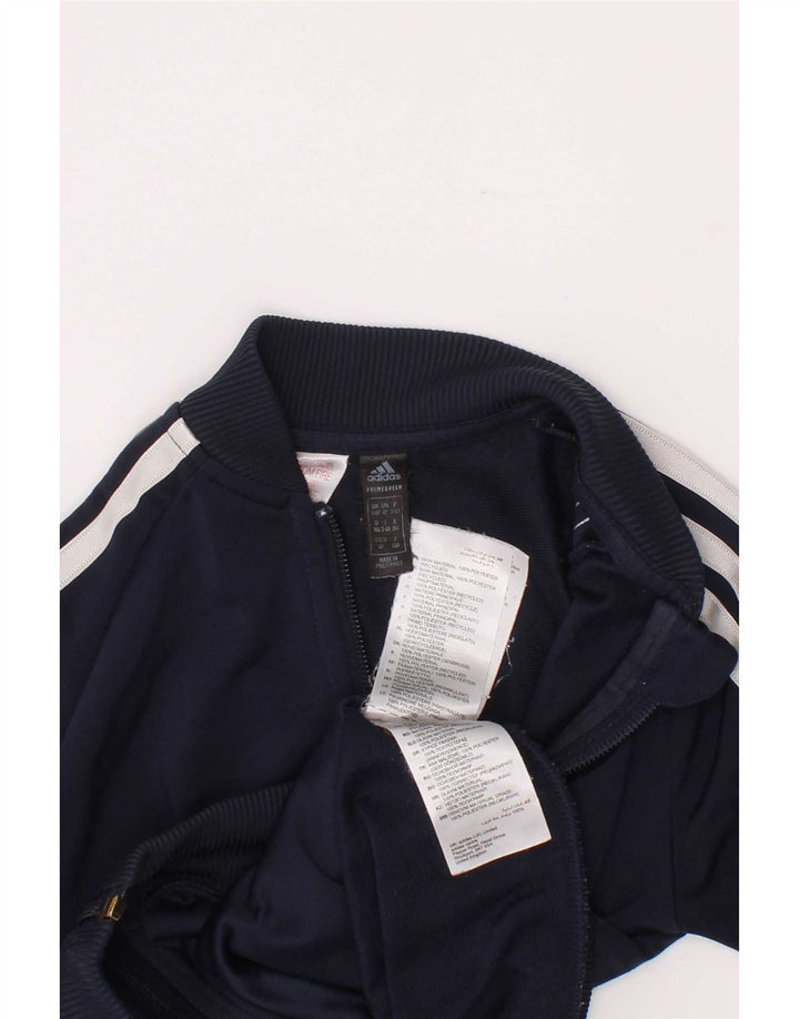 Adidas Boys Tracksuit Top Jacket 3-4 Years Navy Blue Polyester