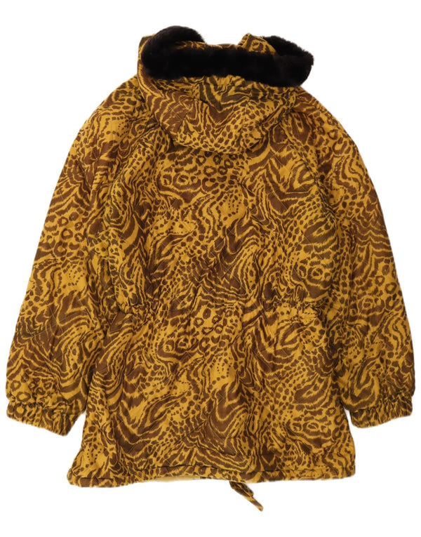 Vintage Womens Hooded Windbreaker Jacket IT 44 Medium Brown Animal Print