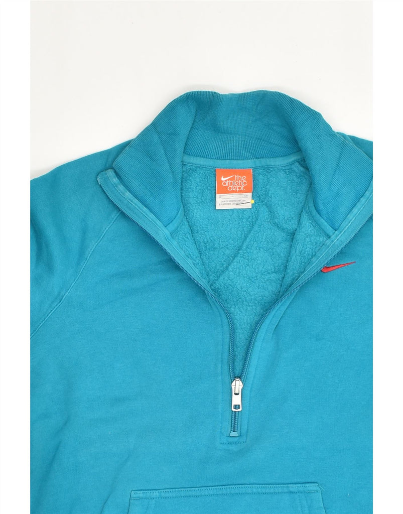 NIKE Womens Zip Neck Sweatshirt Jumper UK 10 Small Blue Cotton | Vintage Nike | Thrift | Second-Hand Nike | Used Clothing | Messina Hembry 