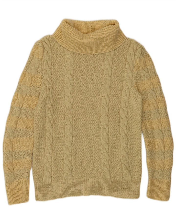Vintage Womens Roll Neck Jumper Sweater UK 10 Small Yellow