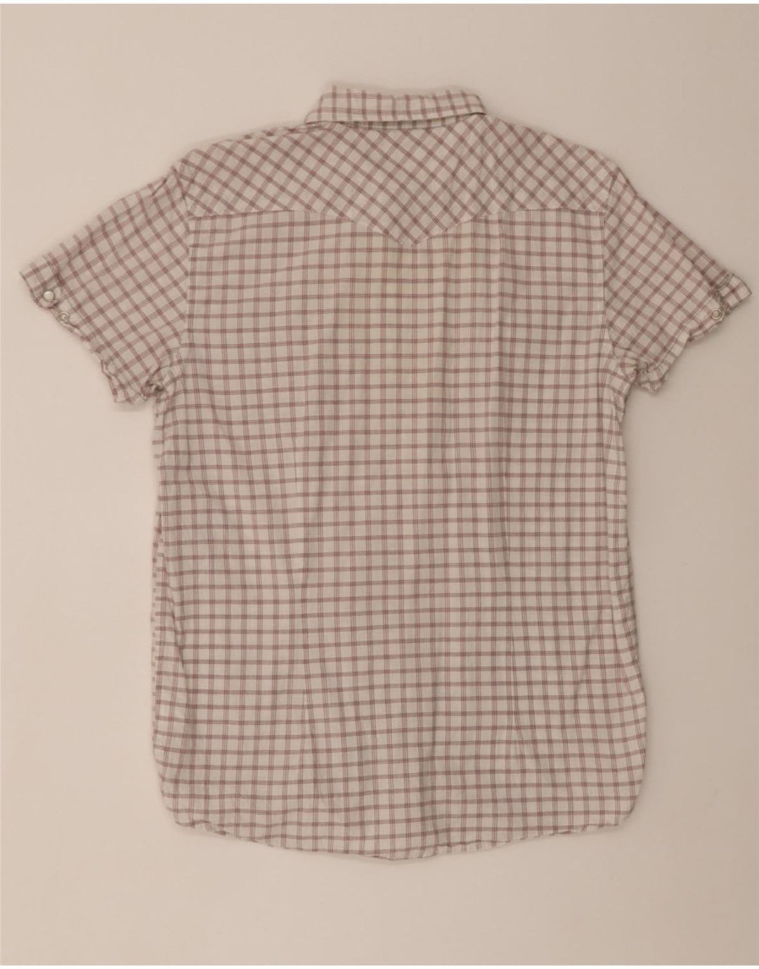 LEE Mens Short Sleeve Shirt Large Off White Check Cotton Vintage Lee and Second-Hand Lee from Messina Hembry 