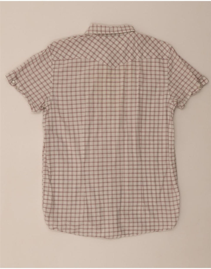LEE Mens Short Sleeve Shirt Large Off White Check Cotton Vintage Lee and Second-Hand Lee from Messina Hembry 