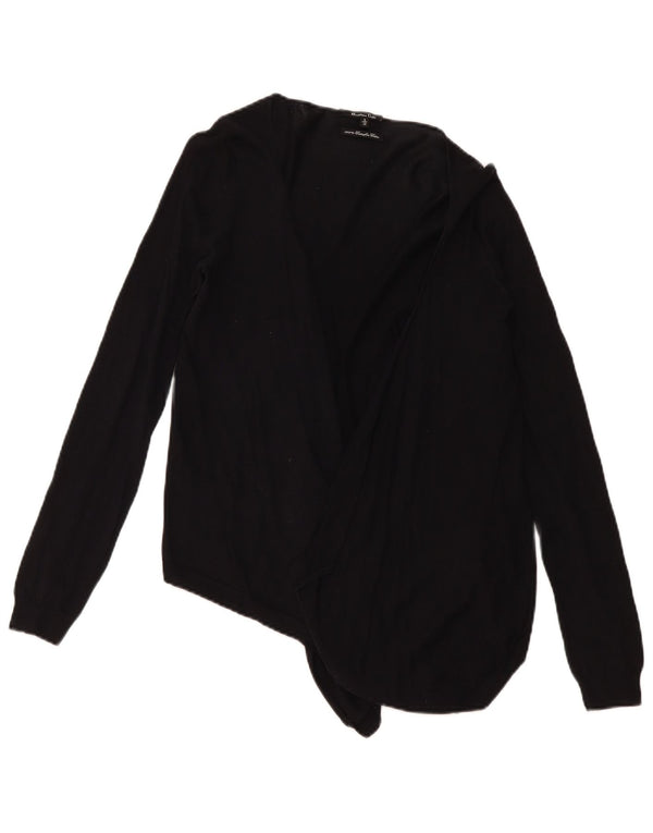 Massimo Dutti Womens Open Cardigan Sweater UK 10 Small Black Cotton